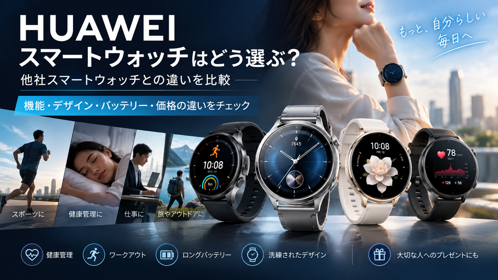 HUAWEIスマートウォッチはどう選ぶ?他社スマートウォッチとの違いを比較