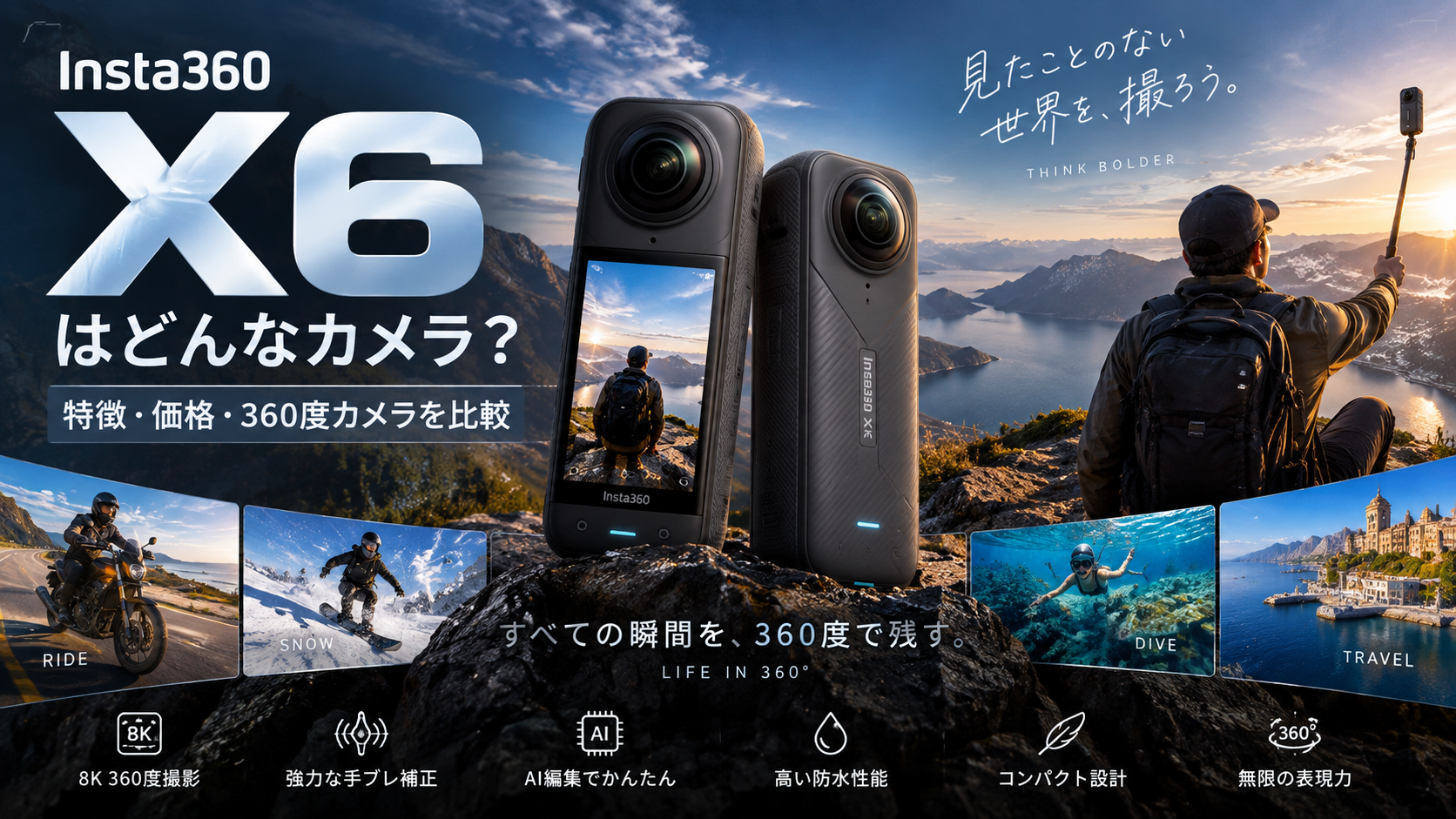 Insta360 X6はどんなカメラ?特徴・価格・他社360度カメラとの違いを比較